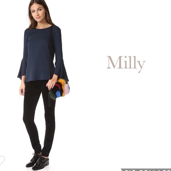 Milly Bell Sleeve Silk blend Blouse NWT $325 - Picture 5 of 7